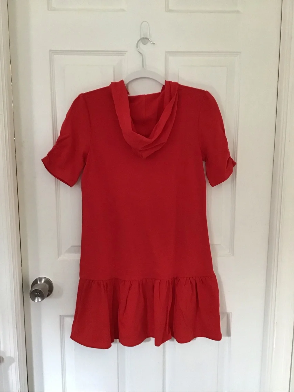 NWOT! Girls Red Hooded Ruffle-Hem Casual Dress